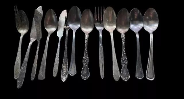 Vintage Silver Plated Stainless Spoons and Forks 13 mixed lot