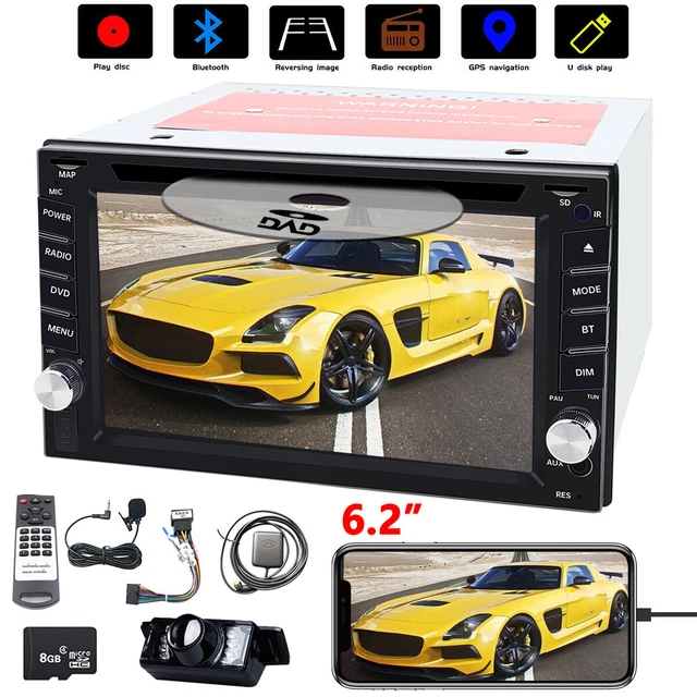Coche estéreo 6.2“ Radio 2 Din TV reproductor de DVD navegación GPS NAV Cámara