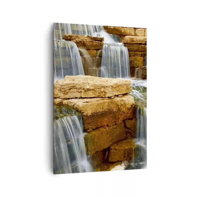 Quadro su Tela 70x100cm Cascata Pietre Acqua Stampe Immagini Quadri Murale