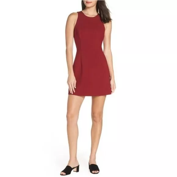 French Connection Women’s Size 4 Sheath Dress Sleeveless Crewneck Burgundy Red