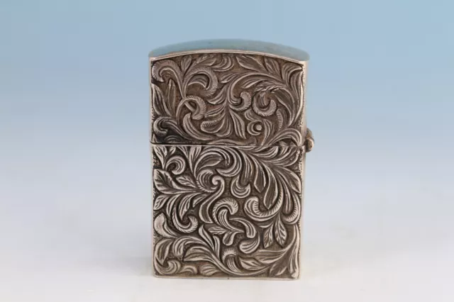 China Tibet silver handmade carving flower Lighter housing box collectable 3