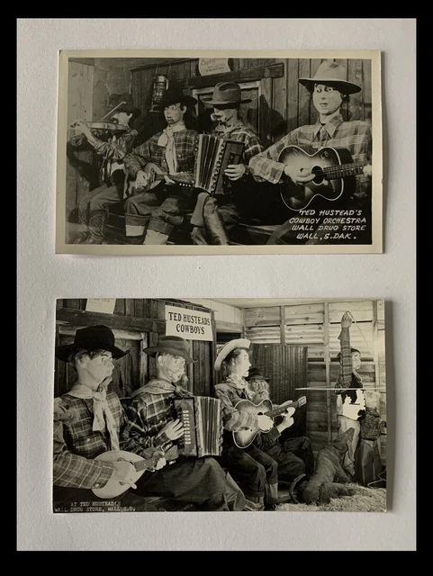 Old South Dakota Drug Store Ted Hustead’s Cowboy Orchestra RPPC Postcard Set ~