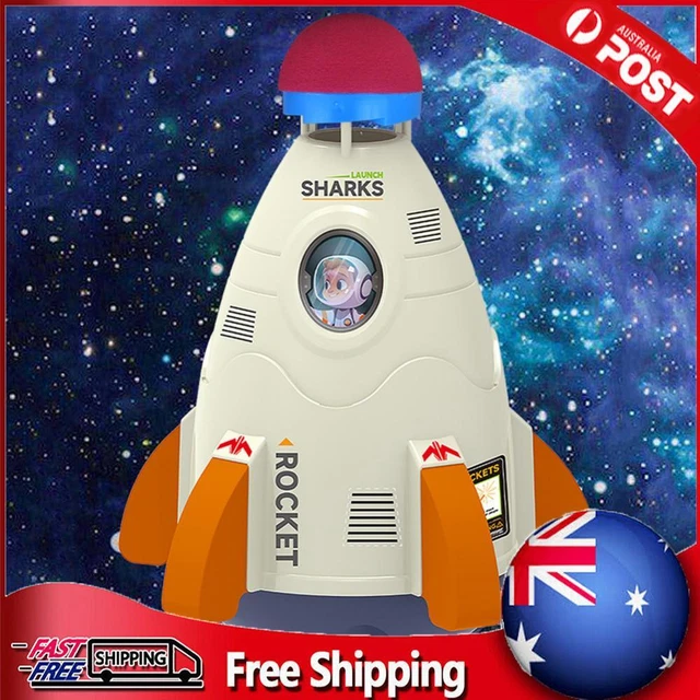 Space Rocket Sprinklers Rotating Water Powered Launcher Summer Fun Toys (White)