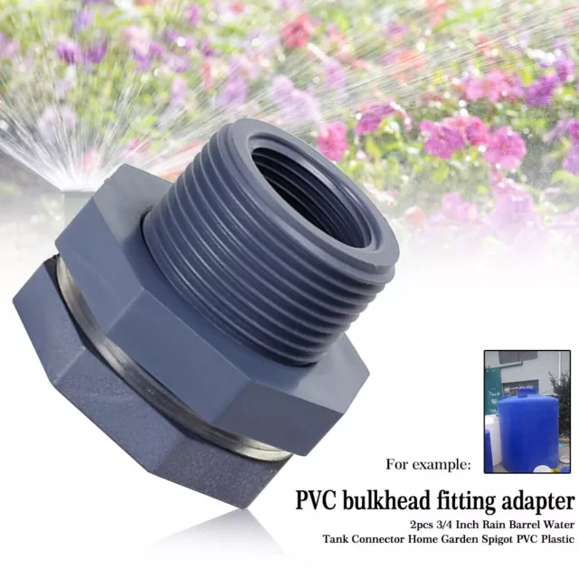 3/4 Inch PVC Bulkhead Fitting Adapter for Rain Barrel Water Tank