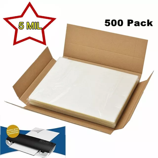 500 Pack 5 Mil Thermal Laminating Pouches Letter Size Laminator 9"X11.5" Sheets