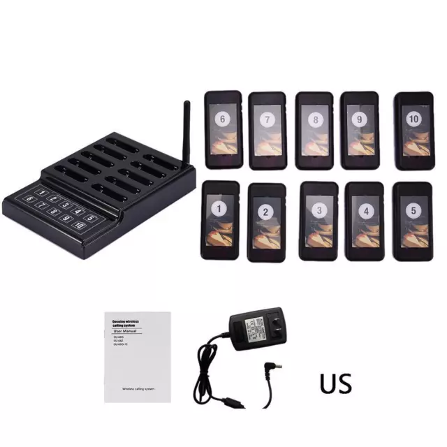 Restaurant Food Truck Wireless Paging Queuing System 1X Keypad+10X Pagers 433MHz 3