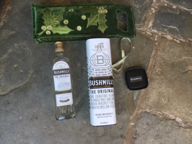 Bushmills Single Malt Irish Whiskey Gift Box, Velvet Bag & Empty Bottle Only