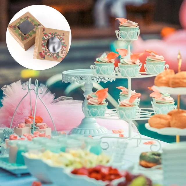 12 pz contenitori per cupcake scatola per torte di Natale brownies contenitori ciambelle croccanti