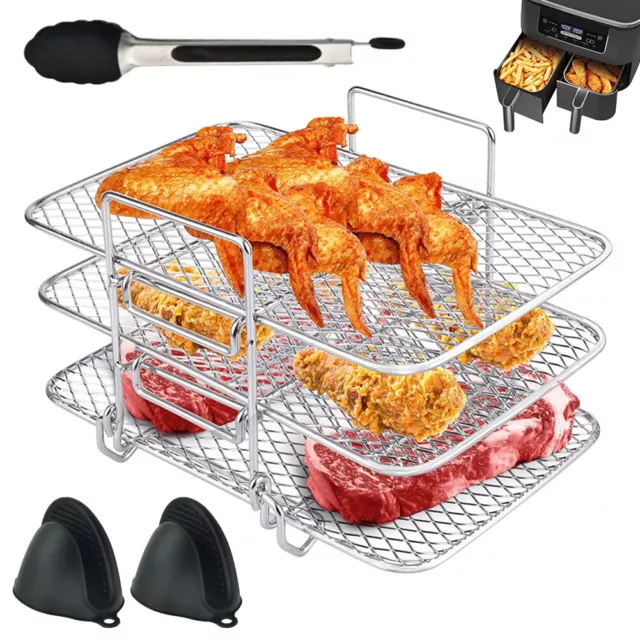 WITH OVEN MITT Air Fryer Rack Accessories Dual Zone Compatible for NINJA  DZ401 $32.74 - PicClick AU