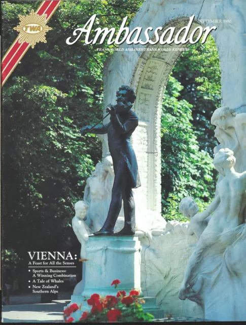 TWA Trans World Airlines Ambassador inflight magazine 9/90 Vienna [1033]