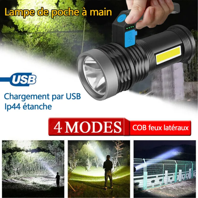 Rechargeable LED Lampe de poche USB Projecteur Portable Lampe de poche portative