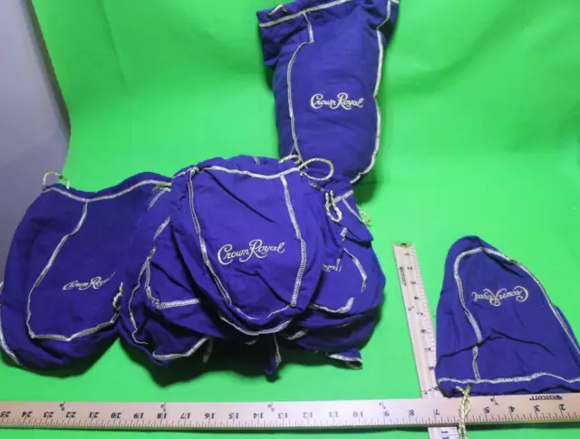 40 Used CROWN ROYAL PURPLE FELT BAG GOLD DRAW STRING BAGS Quilting sewing