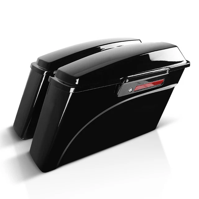 Hard Saddlebags With Lid & Key Lock | Fit Harley Touring Road King FLHR 1994-2013 | Vivid Black ABS 4 thumbnail image