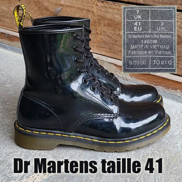 DR MARTENS TAILLE 41 UK7 cuir noir vernis 1460 EUR 80 00 PicClick FR