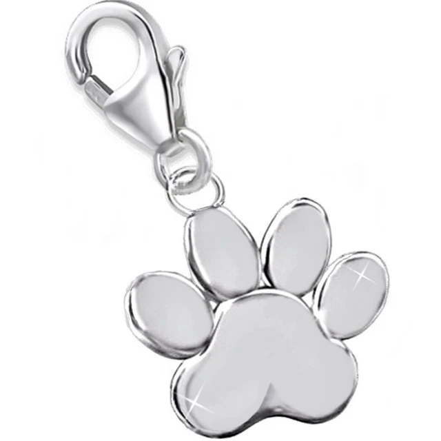 Pfötchen Karabiner Charm Anhänger Tierpfote 925 Echt Silber Damen Mädchen
