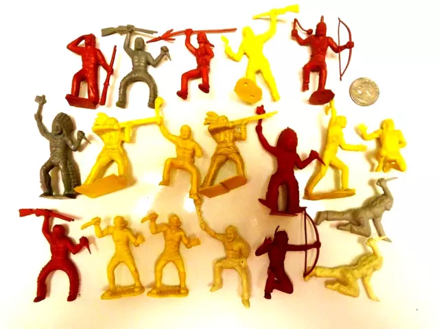 (19) 1960's AUBURN RUBBER CO, Cherilea INDIAN plastic warrior figures