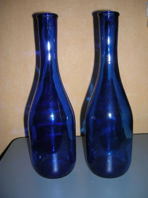 2x blaue Vase Flasche Flaschenvase Glasvase 29 cm hoch