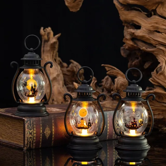 Ghost Halloween Pumpkin Lantern Hanging Oil Lamp Retro LED Light  Home