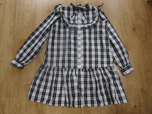 Abito a maniche lunghe RIVER ISLAND bianco nero a scacchi ETÀ 11 - 12 ANNI eccellente