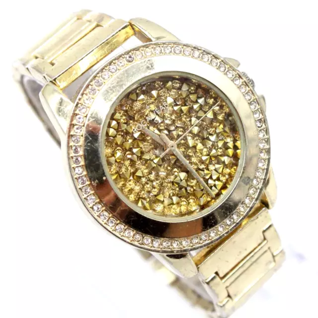 Vintage Rocawear Watch Womens Gold Tone Stainless Steel Classic Glitter Quartz