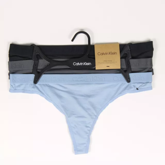 Women's Calvin Klein Micro Blend Thong 3-Pack QP2847X-420 Blue/Gray/Black