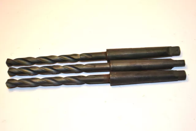 3 NOS ALBION England No. 1 MT Morse Taper Shank HSS 19/64" Twist DRILL BITS