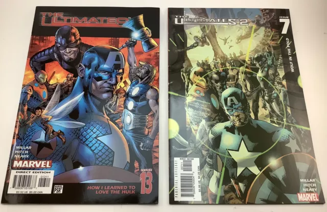ULTIMATES #13 & (VOL. 2) #7 COMIC LOT (2004-05) Marvel; Millar, Hitch; New