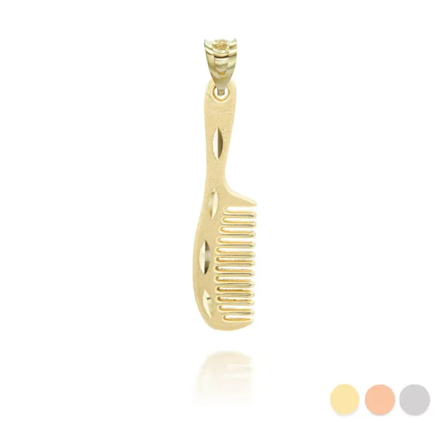 Gold Hair Comb Charm Pendant Necklace (Available in Yellow/Rose/White)