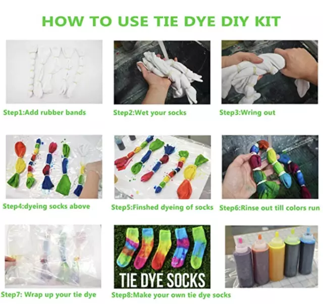 3 Bright Colour Bottle One Step TIE DYE KIT Paint Non Toxic DIY Fabric Tie-Dye 2