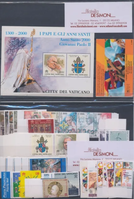 2000 Vatican, timbres neufs, année complète, 38 valeurs + 1 feuille + 1 livret