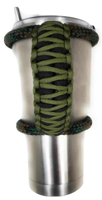 30 oz RTIC Tumbler w/ Lid Paracord Handle & Straws Insulated Travel Coffee Mug