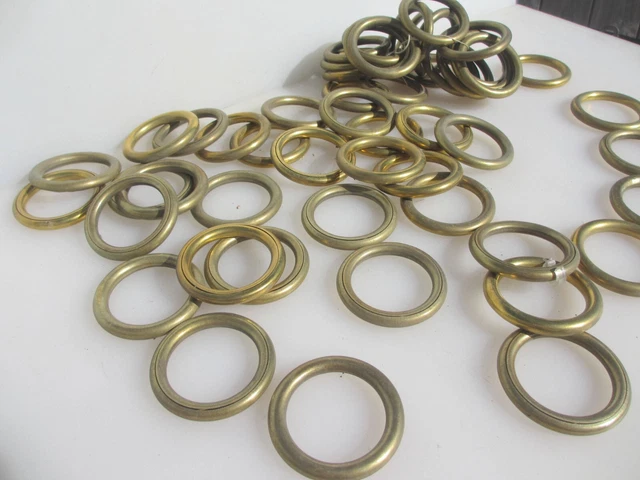 Vintage Brass Curtain Rings Holder Hangers LOT - 3"W