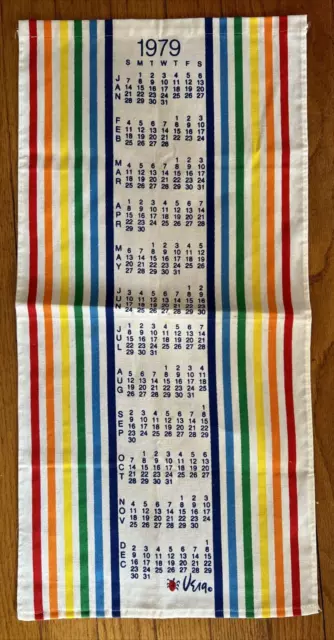 Vintage Vera 1979 Rainbow calendar Tea towel