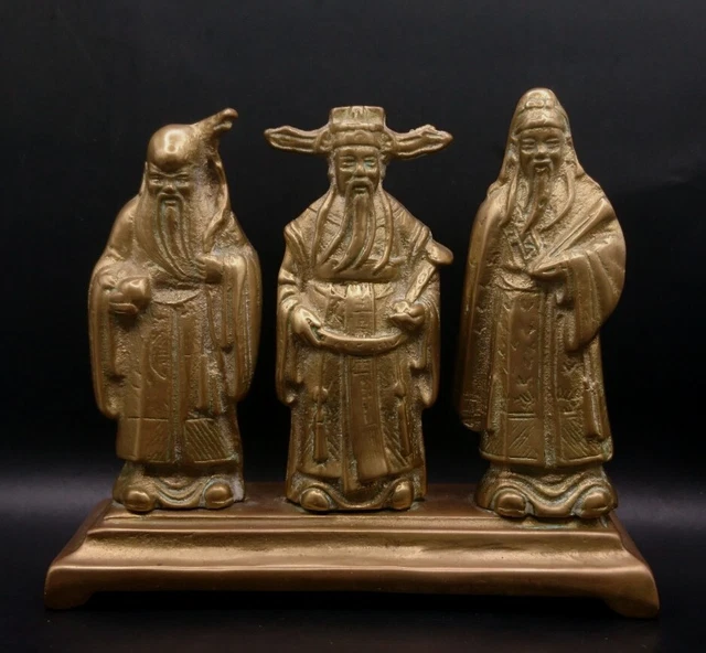 Fu Lu Shou Chinese God's Brass Statue/Ornament fortune prosperity longevity