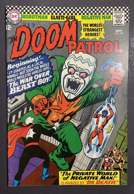 Doom Patrol #107 The War Over Beast Boy DC Comic Book Abu Hallam 1966 Vintage!