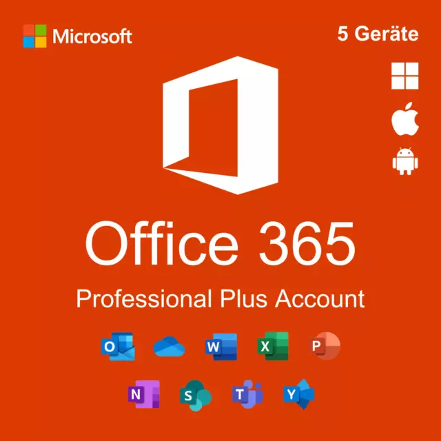 Microsoft Office 365 Pro Plus 5 Geräte lebenslang MAC/WIN/iOS/Android Deutsch