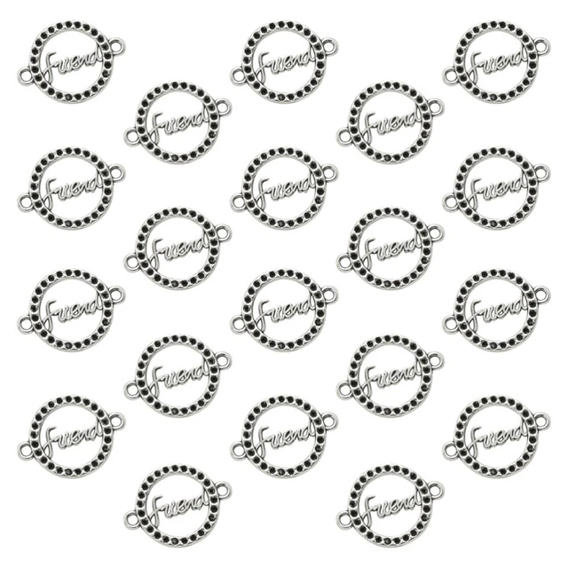 20 Stück runde Legierung Freund Buchstaben Anhänger Anhänger Charms DIY Schmuck