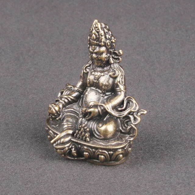 2 Pcs Brass God of Wealth Figurine Desktop Adorn Statue Fortune Huang Caishen
