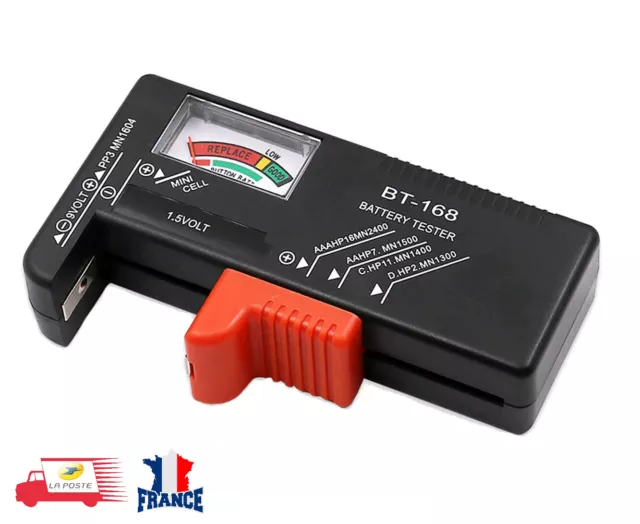 Testeur de Piles  AA/AAA/C/D/9V/1.5V Piles Bouton Voltmètre Autonome Universel