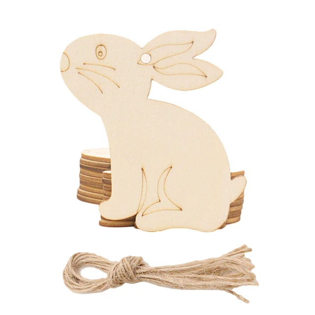 10pcs unvollendete hölzerne Ornamente Bunny Kaninchen Formen Ausschnitte Baum