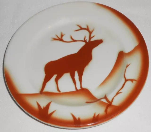 Vintage JACKSON RESTAURANT CHINA  Airbrushed Elk or Deer Motif 7 1/8" PLATE