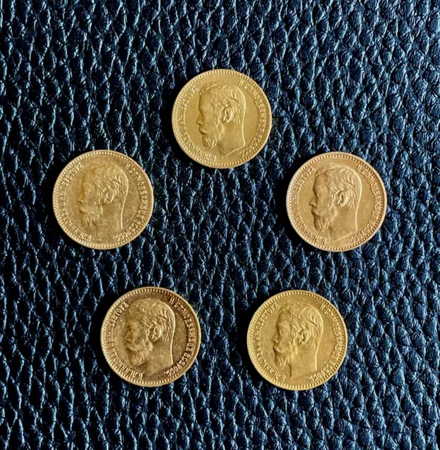 5  X 5 Rubel Goldmünzen Zar Nikolaus II 1898-1900