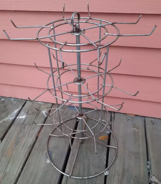 Vtg SPINNING JEWELRY DISPLAY RACK 19" Metal Wire Rack Toy NECKLACE BRACELET KEYS