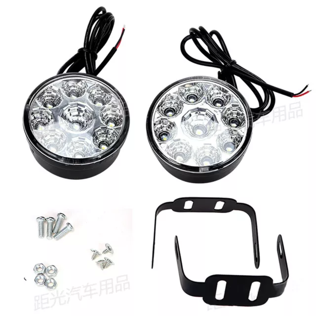 2x 9 LED Blanc Voiture Ronde DRL Conduite Feux Diurnes Brouillard Jour Lampe 12V