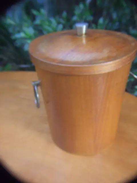 Mid -Century 60s Teak Wood Ice Bucket Bottle Chiller Danish Swedish Vintage