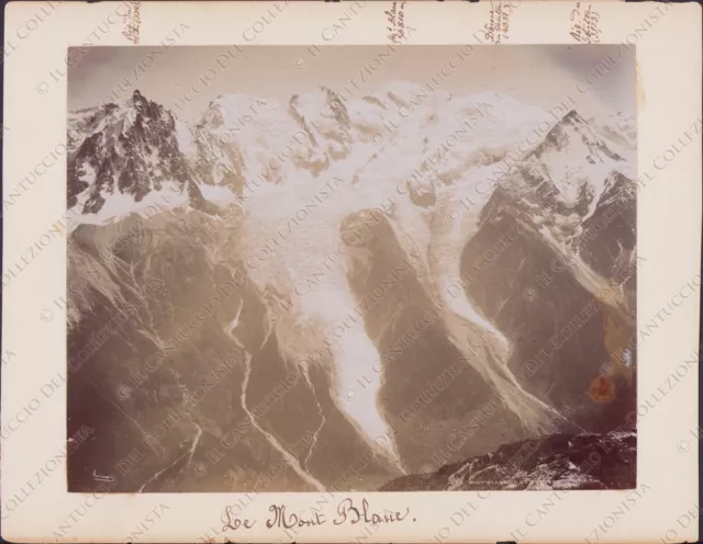 FRANCE 1890c Chamonix Glacier Mont Blanc Brevent Dome Gouter Albumen Photo