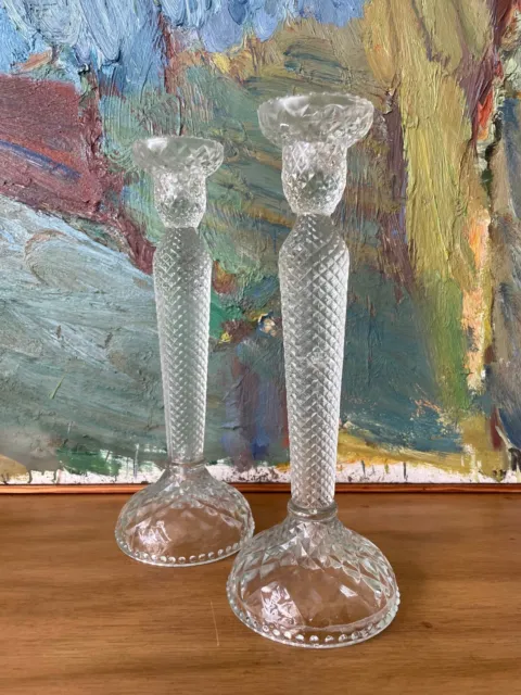 Paar Kerzenleuchter Kandelaber Pressglas Art Déco Vintage 31,5cm 2