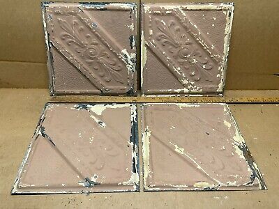 4pc Lot 11.5" by 11.5" Antique Ceiling Tin Vintage Reclaimed Salvage Art Craft