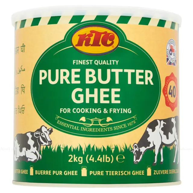 KTC Finest Quality Pure Butter Ghee Kitchen Catering Cooking & Frying Tin 2kg