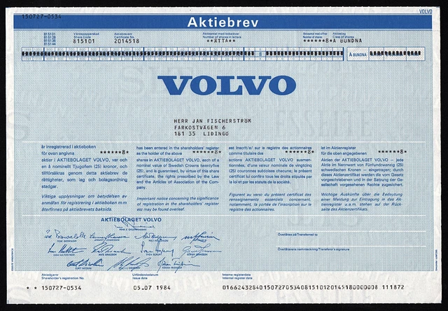 1984 Sweden: Aktiebolag Volvo - Automobiles